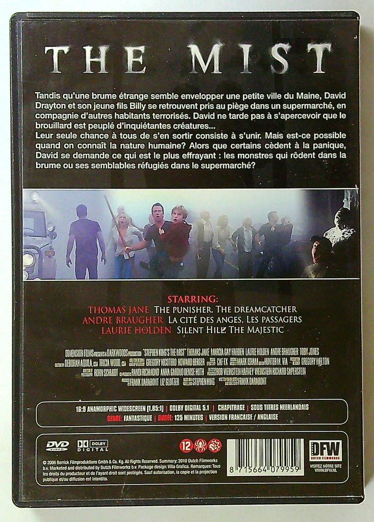Dvd The Mist - Film fantastique de Stephen King