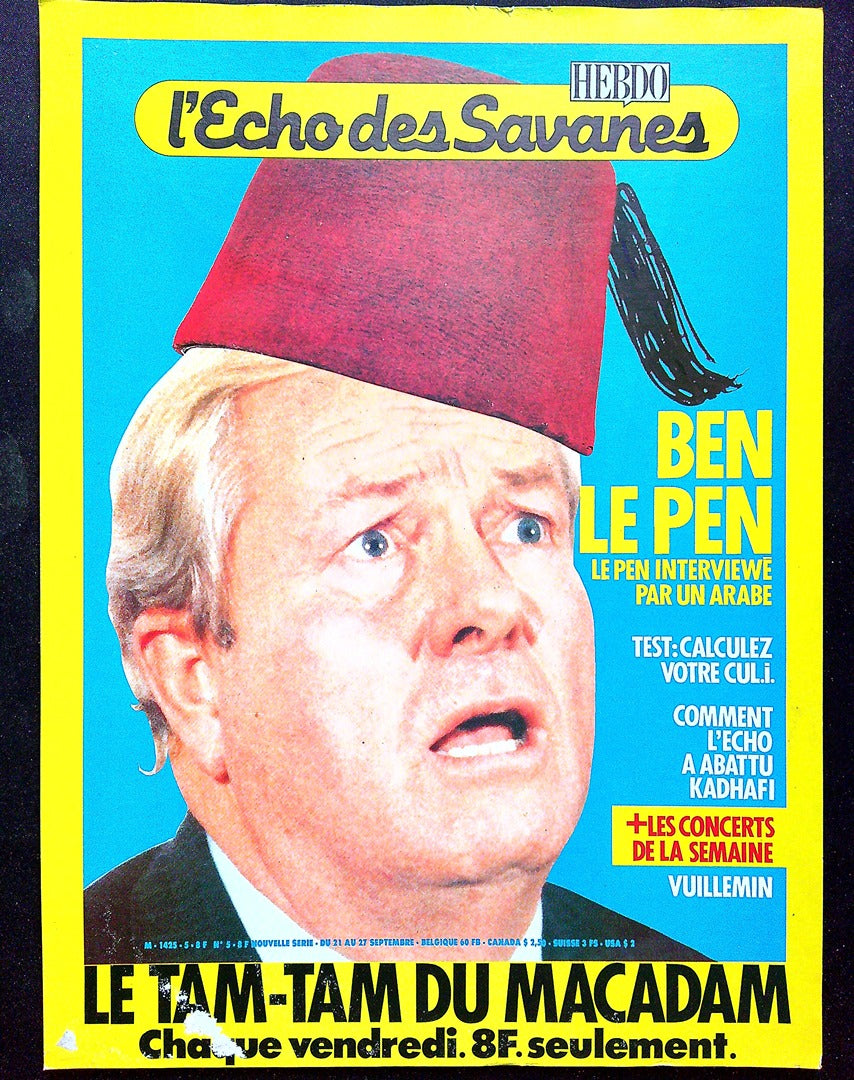 Affiche de Kiosque Plv Promo Magazine L'echo des Savanes Hebdo Ben Le Pen jaune