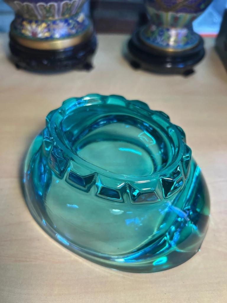 Cendrier en verre d'art Turquoise