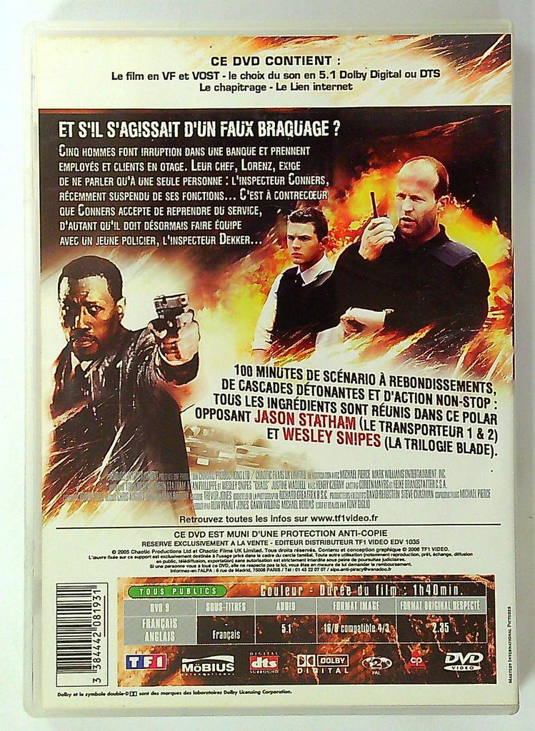 Dvd Chaos - Jason Statham, Wesley Snipes
