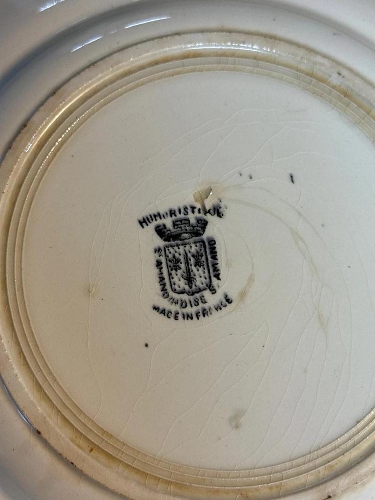 Lot d’assiettes vintage humoristique faïence St Amand