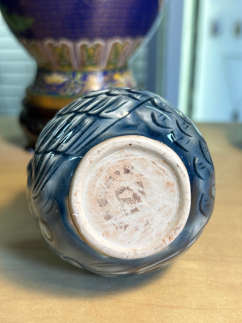 Chouette Céramique - 7cm - Bleu - 150g - Très bon état