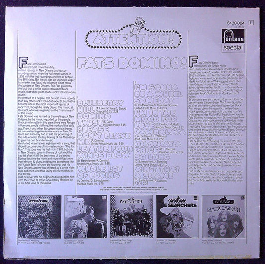 Vinyle Fats Domino Attention! Fontana Special