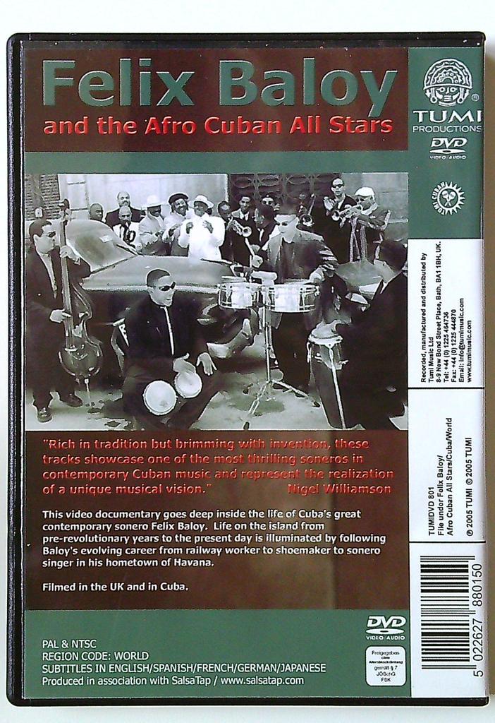 Dvd Felix Baloy Afro-cuban All Stars Musique Cubaine