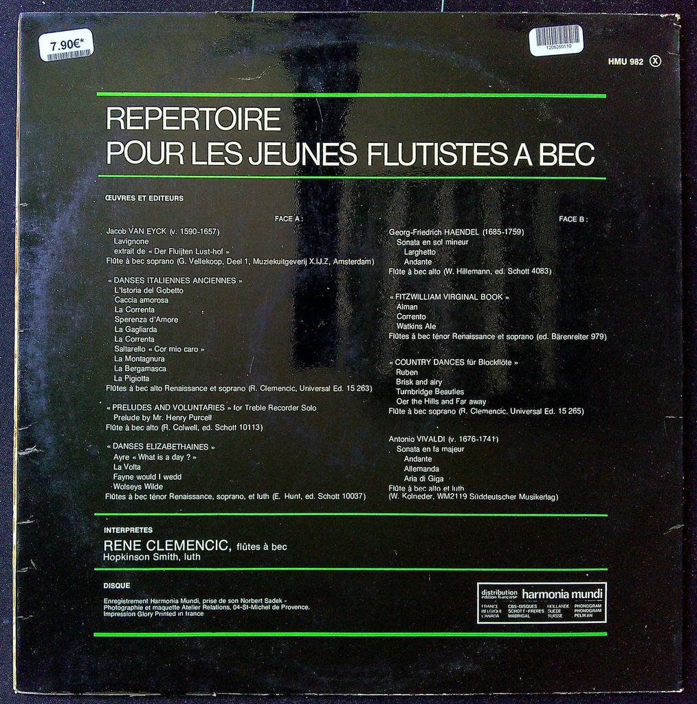 Vinyle – Harmonia Mundi – Musique – Jeunes Flûtistes Vol. 2