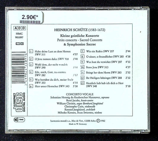 Cd – Heinrich Schütz : Petits Concerts – Musique – Harmonia Mundi