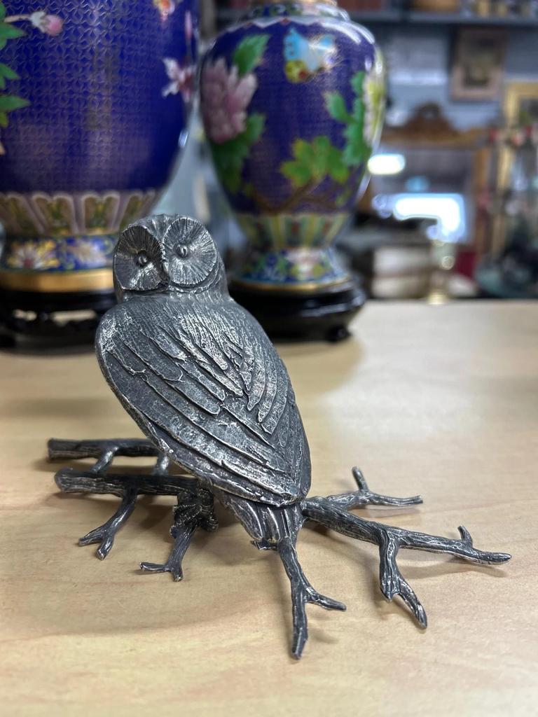 Statuette En Etain Chouette / Hibou