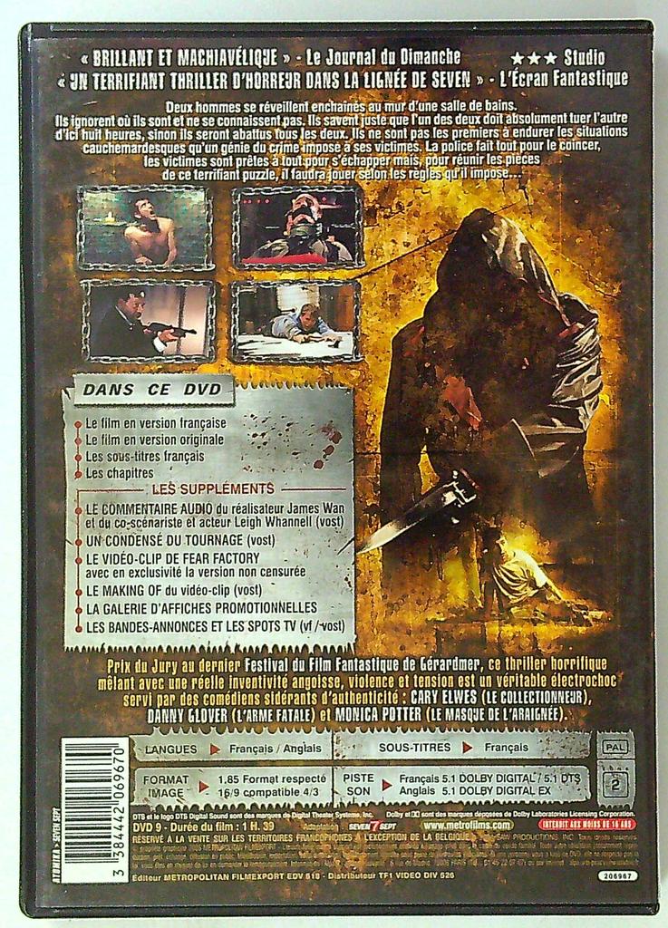 Dvd Saw - Film d'horreur Metropolitan Tf1 Video