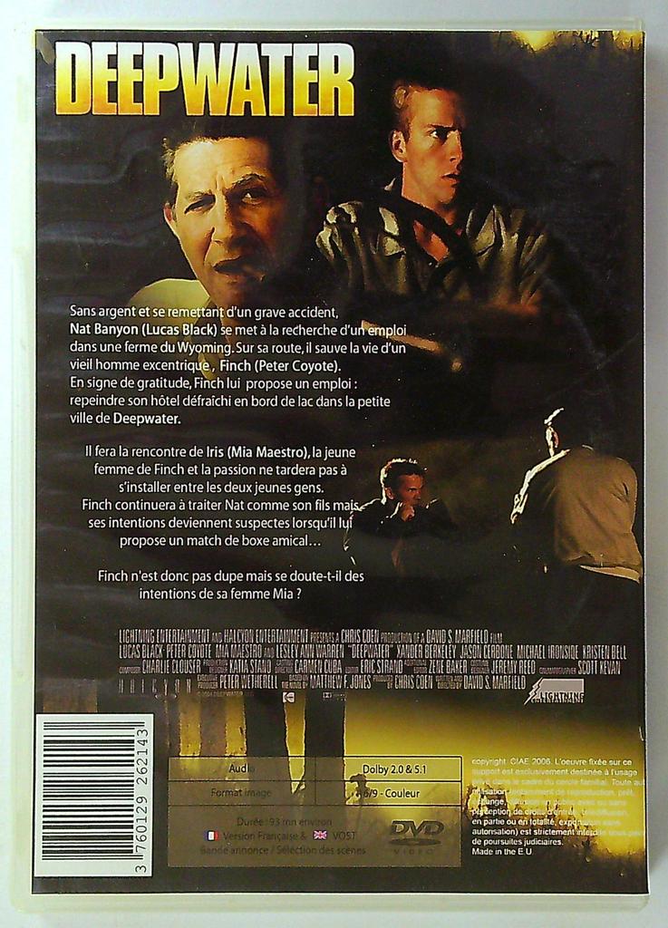 Dvd Deepwater avec Lucas Black Peter Coyote Mia Maestro
