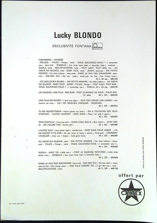 Carte Lucky Blondo – Musique – Offert par Caltex