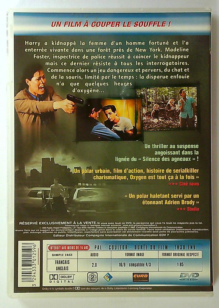 Dvd Oxygen thriller Maura Tierney Adrien Brody
