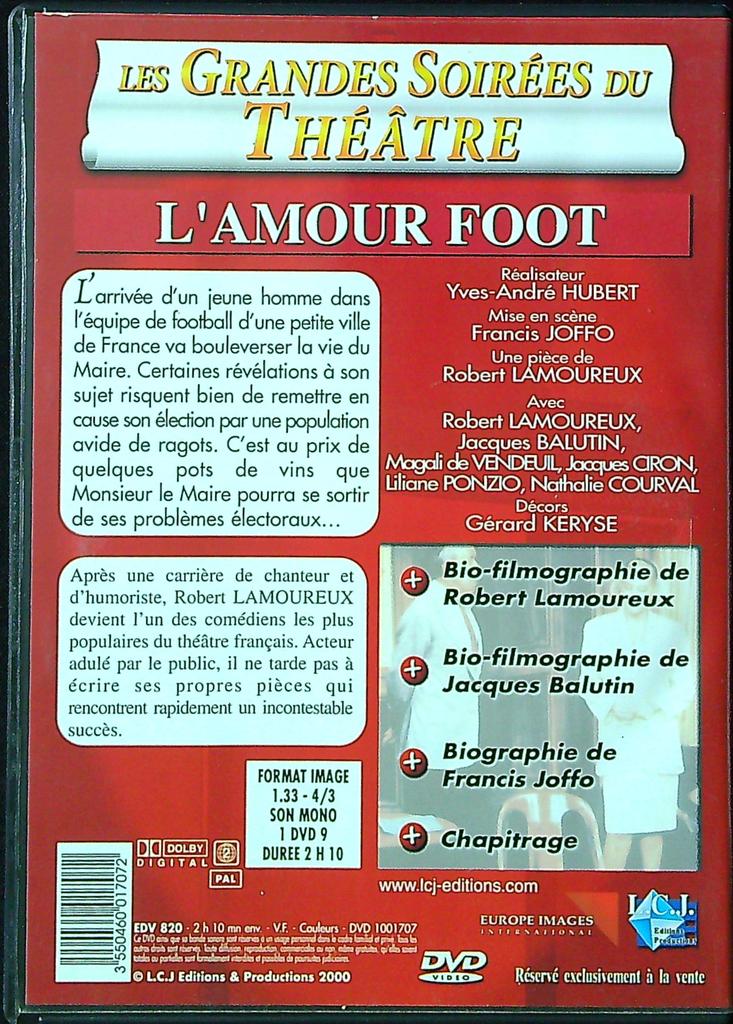 Dvd L'amour Foot – Robert Lamoureux – Théâtre – Pièce culte
