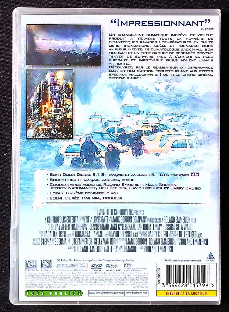 Dvd Le Jour d'après – Roland Emmerich – Film – Catastrophe