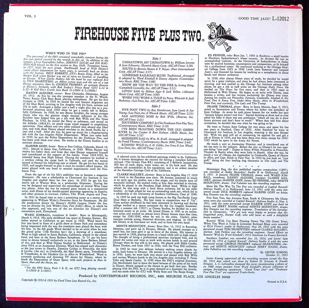 Vinyle The Firehouse Five Plus Two Story Vol. 3