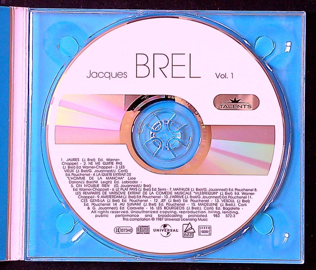 Cd – Jacques Brel – Vol. 1 – Compilation Talents