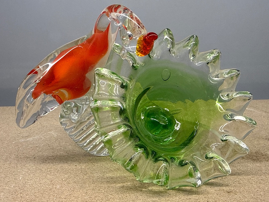 Vide-poche – Murano – Ornement – Coq en verre soufflé vert
