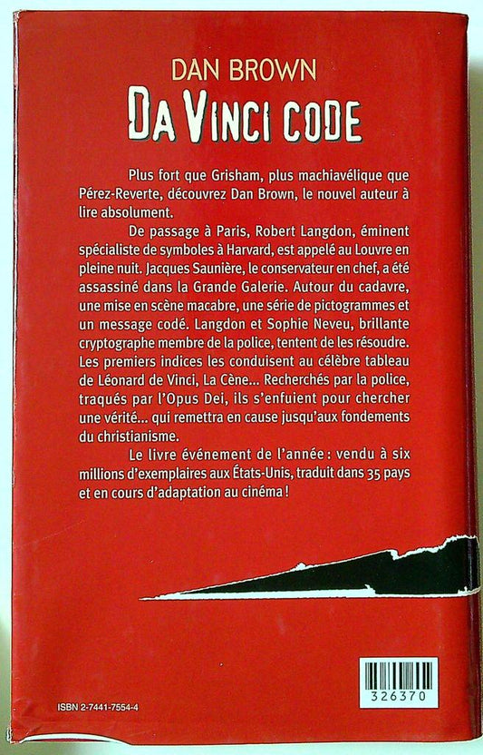 Livre Da Vinci Code Dan Brown Roman