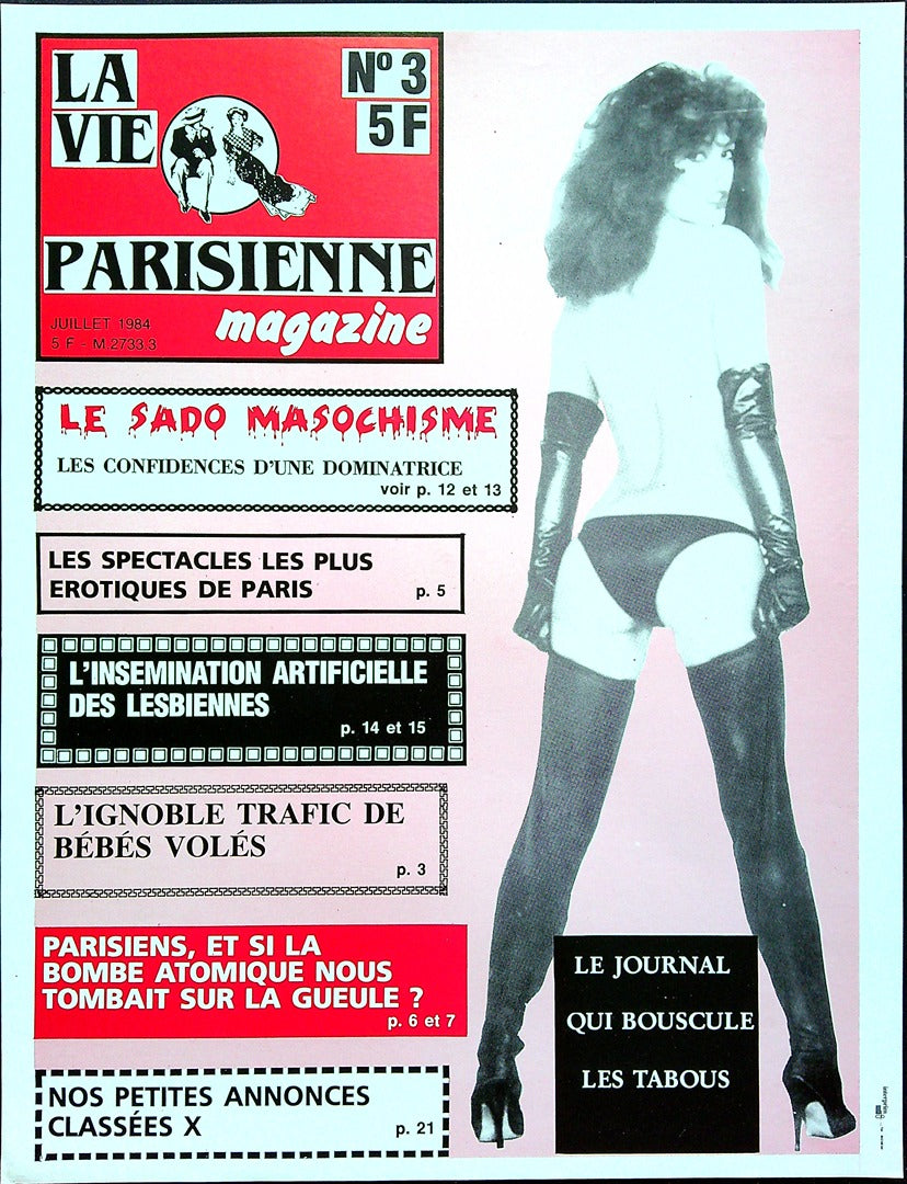 Affiche de Kiosque Plv Promo Magazine La Vie Parisienne N°3 Juillet 1984 Rose collector