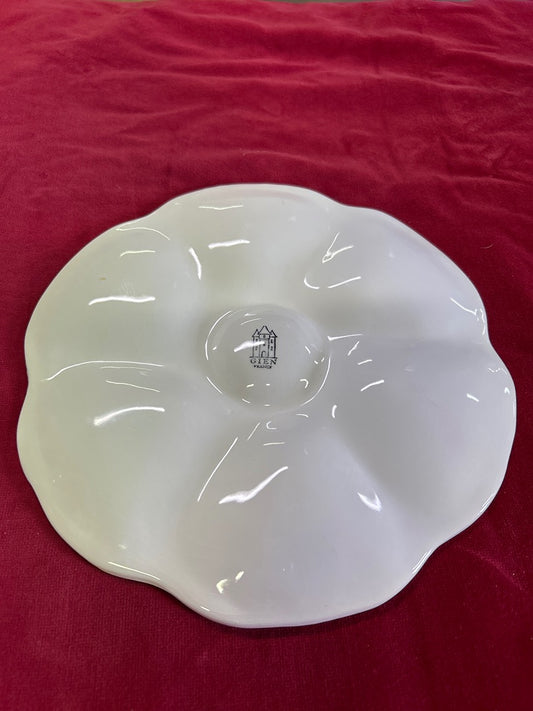 Assiette à huîtres – Gien – Vaisselle – Céramique blanche ancienne