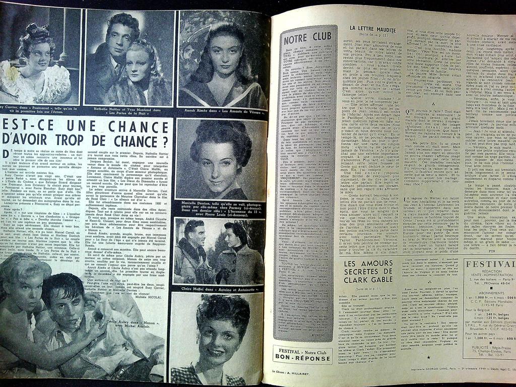 Magazine Festival – N° 1 de 1949 – Collection – Cinéma vintage