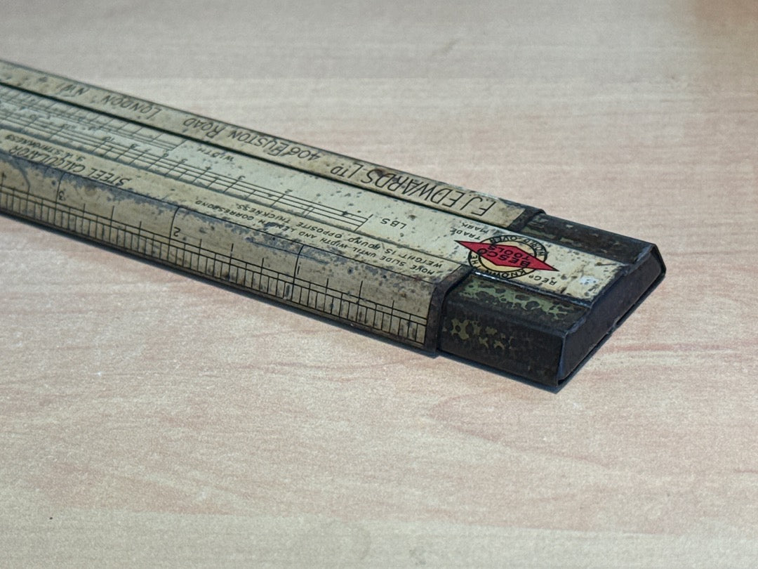 Règle à calcul – F.j. Edwards Besco – Outil de mesure – Métal vintage