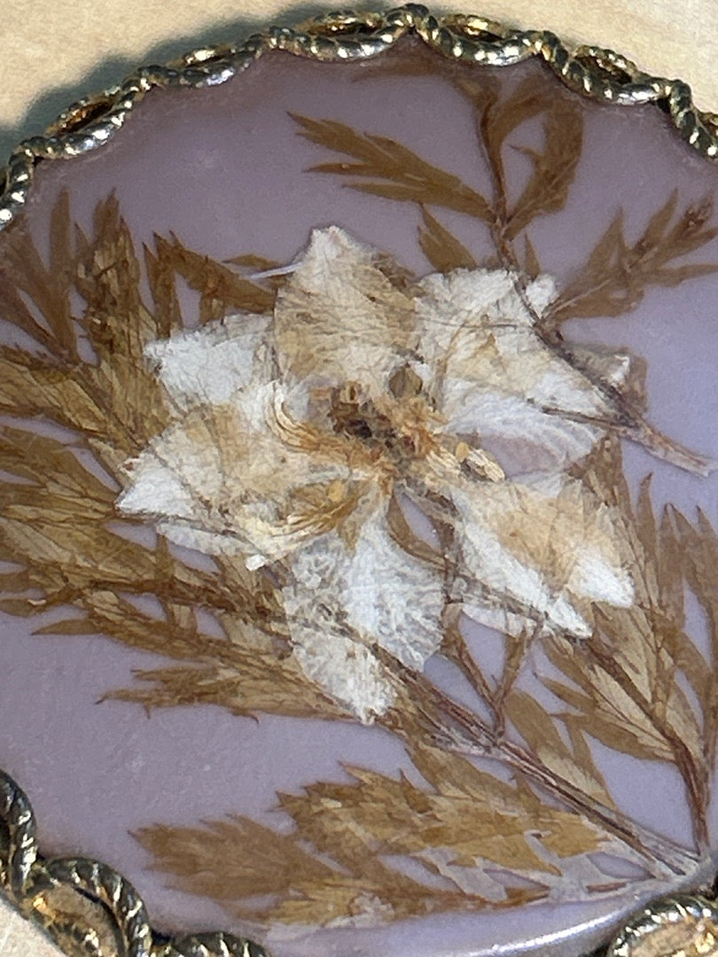 Petit miroir à main vintage fleurs séchées Miroir de courtoisie