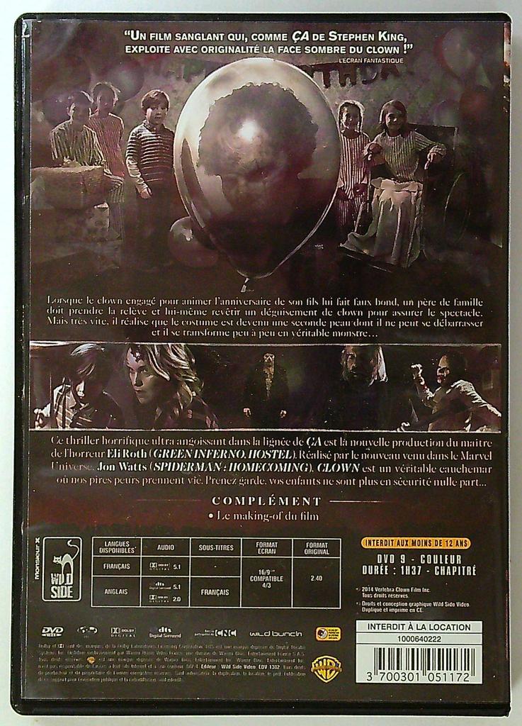 Dvd Clown - Film d'horreur de Jon Watts & Eli Roth