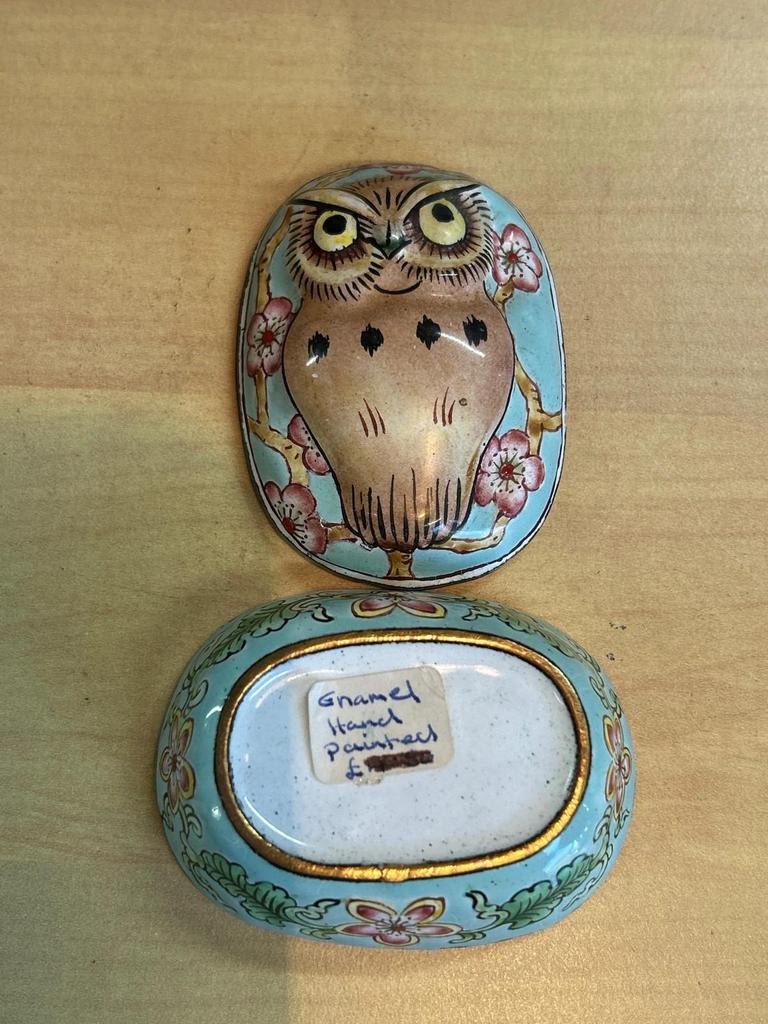 Boite vintage en email Chouette / Hibou