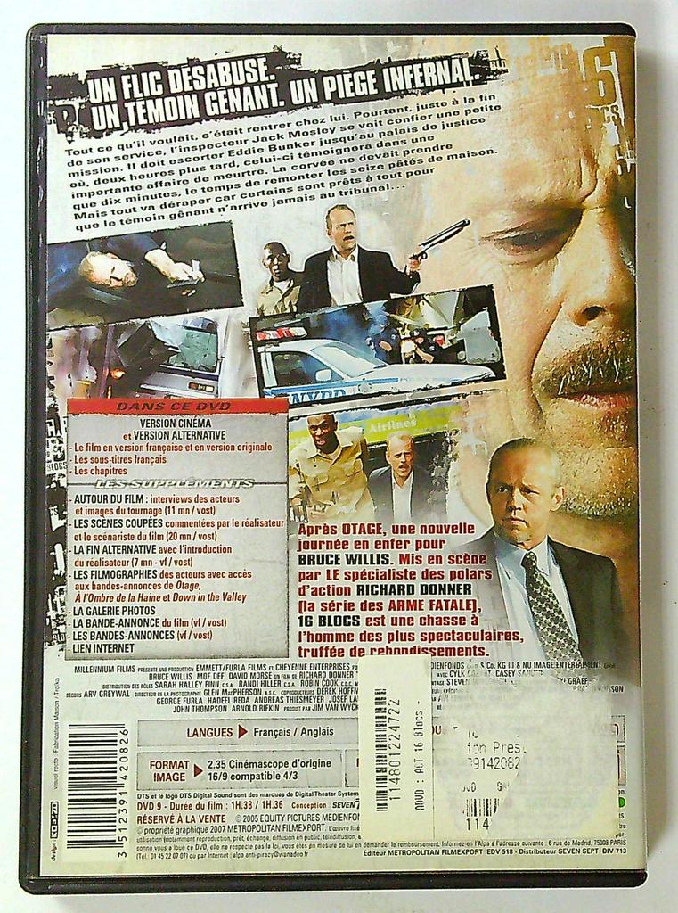 16 Blocs Dvd Bruce Willis Édition Prestige