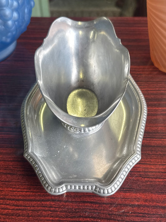 Saucière – Étain d'art – Vaisselle – Étain vintage avec plateau