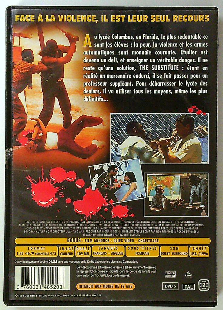 Dvd The Substitute Tom Berenger Robert Mandel Film Action