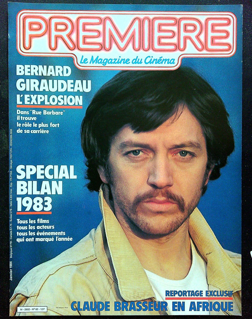 Affiche de Kiosque Plv Promo Magazine Première cinéma bleu Bernard Giraudeau 1984