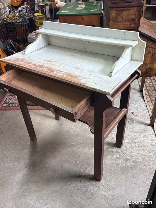 Petit bureau – Vintage – Mobilier – Bois bicolore blanc
