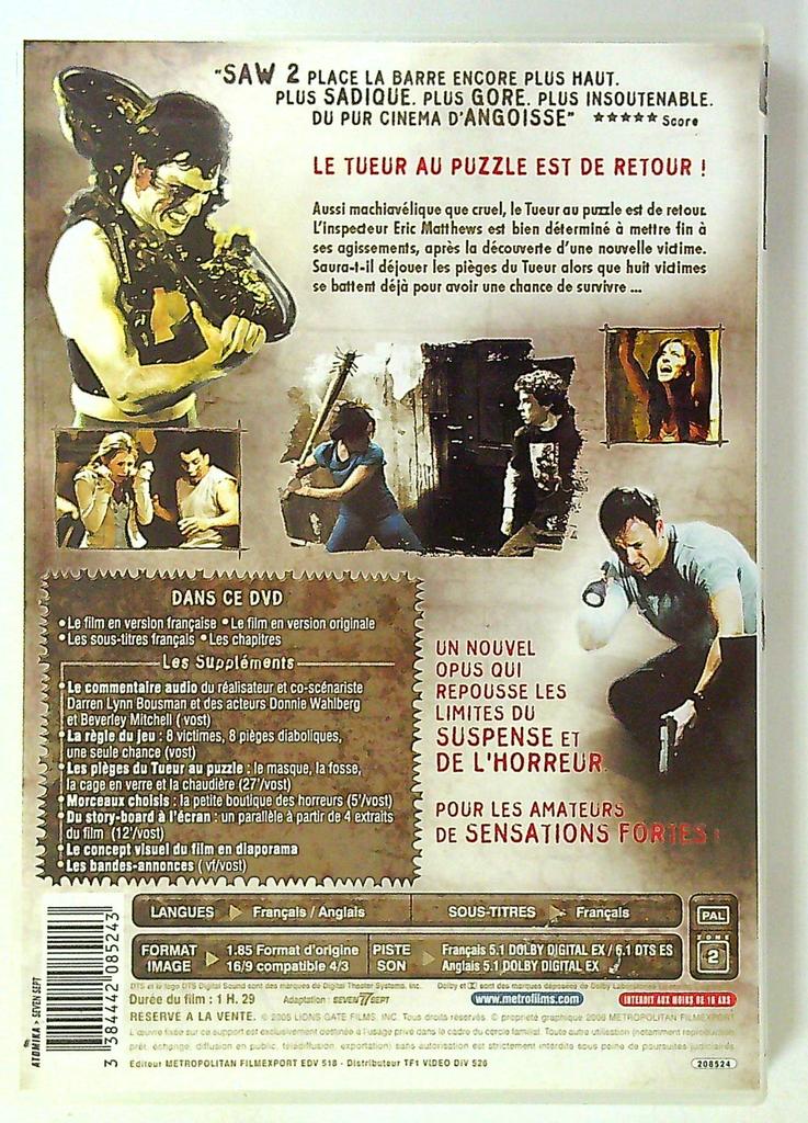Dvd Saw Ii Édition Prestige Metropolitan