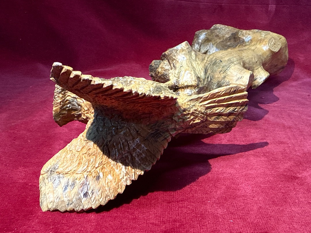 Sculpture oiseaux sur tronc en bois signé Lechat