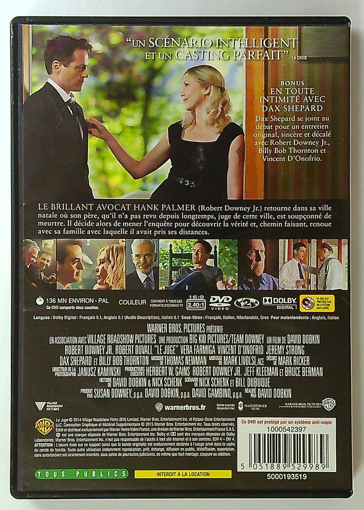 dvd Le Juge Robert Downey Jr. Robert Duvall