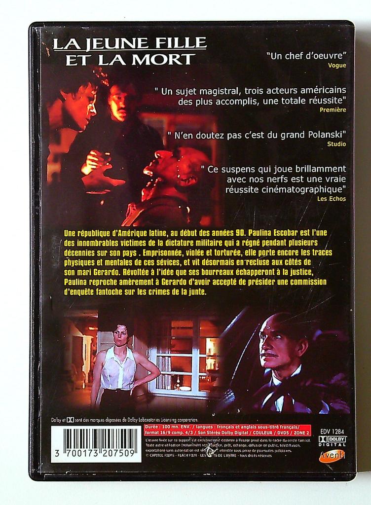 Dvd la Jeune Fille et la Mort Roman Polanski Aventi
