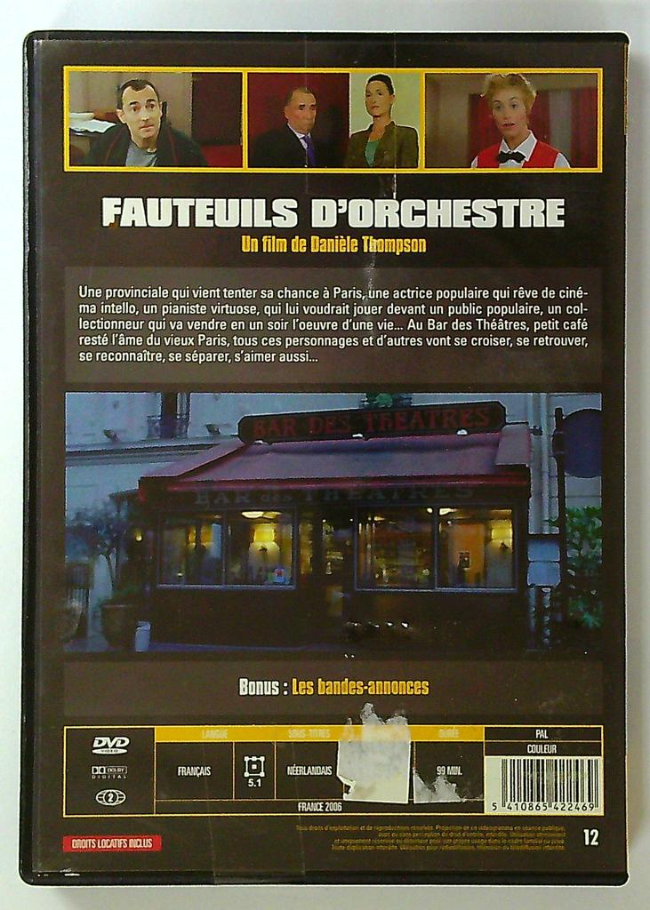 Dvd Fauteuils d'orchestre - Danièle Thompson