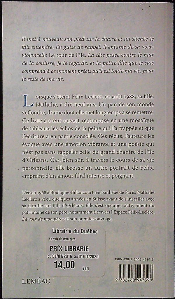 Livre – Nathalie Leclerc – Littérature – La voix de mon père