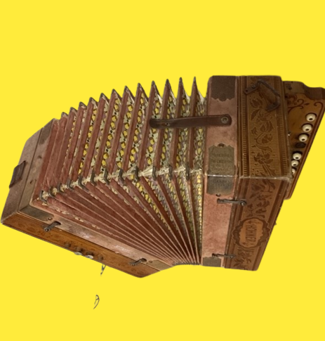 Ancien Accordéon Bois Hohner Marca Registrada Diatonique 10 Boutons Gaucher