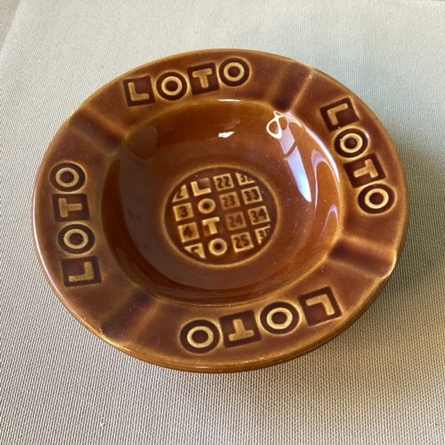 Cendrier Publicitaire Loto Loterie Nationale Faïence de Gien 14 cm