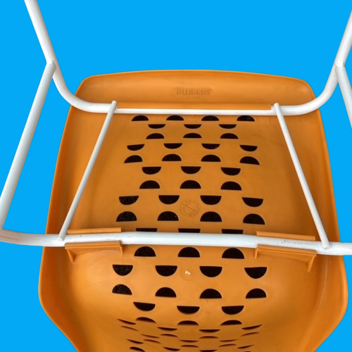 Chaise Bistrot des Années 1970 Plastique Orange Allibert Serie Alladin