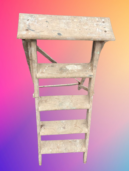 Ancien Escabeau De Peintre en Bois