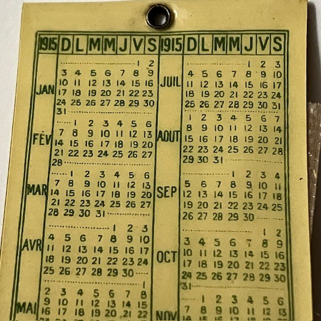 Mini Calendrier, Agenda Promotionnel Modes Masculines Cook And Co De 1914-1915
