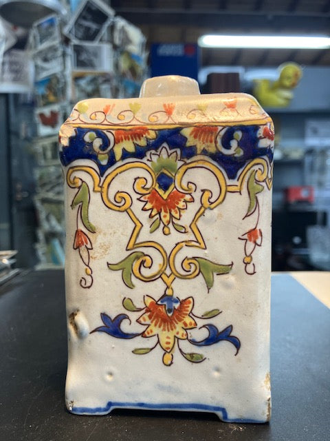 Bouteille Flacon Antique En Céramique Style Desvres