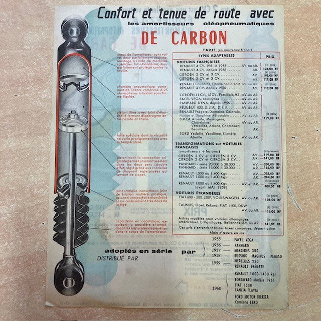 Document Publicité Affiche Votre 2CV Amortisseurs De Carbon