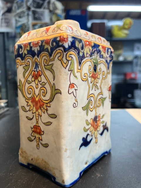 Bouteille Flacon Antique En Céramique Style Desvres