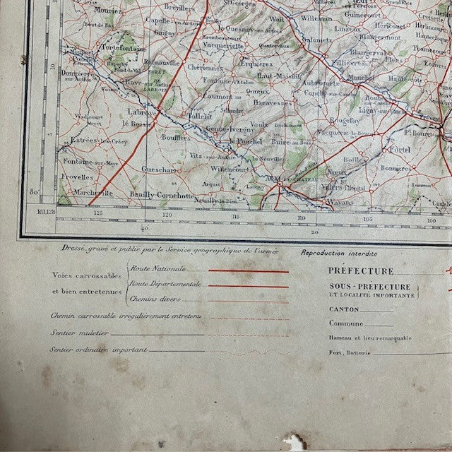Ancienne Carte Géographique De L'Armée Lille ( Dunkerque )