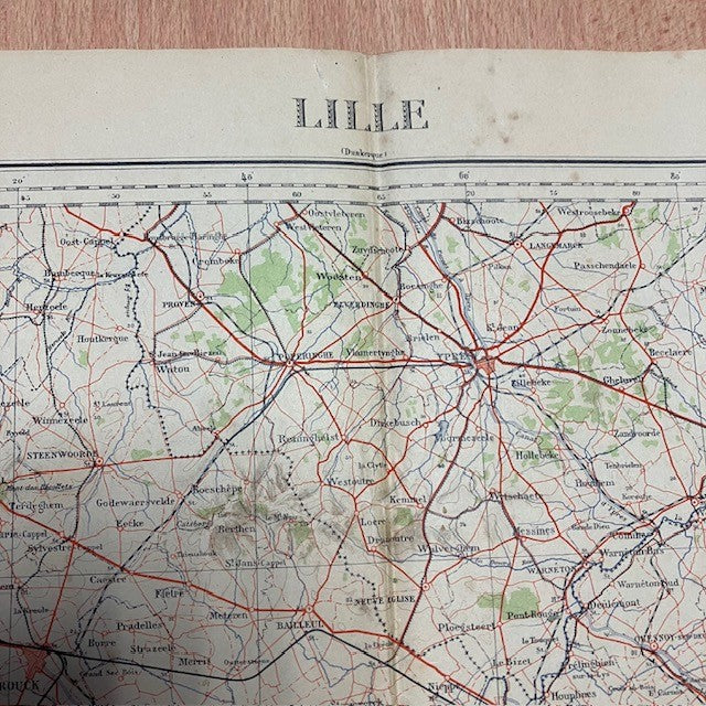 Ancienne Carte Géographique De L'Armée Lille ( Dunkerque )