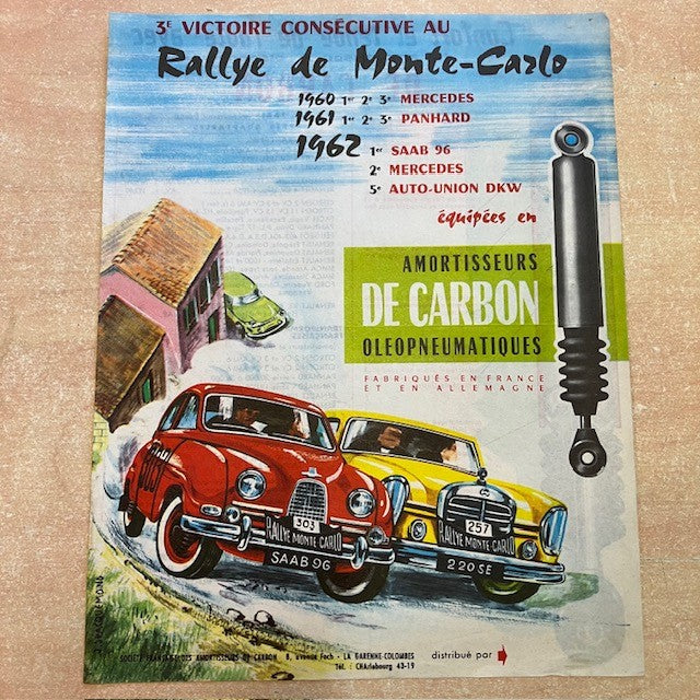 Document Publicité Affiche Rallye De Monte Carlo 1960, 1961, 1962